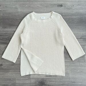 Aritzia WILFRED Sweater Knit Tunic Size 2 Side Slit Cream Off White Coastal Boho